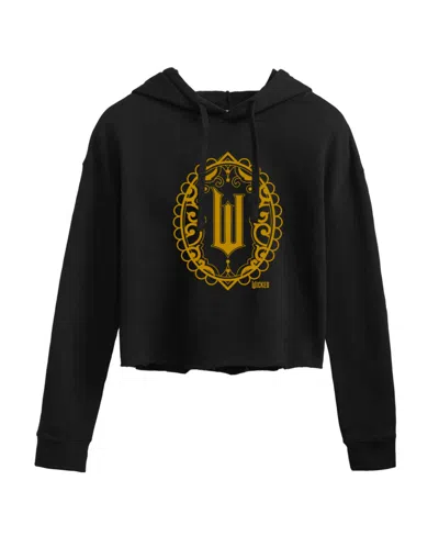 Hybrid Apparel Trendy Juniors Wicked Logo Graphic Cropped Hoodie In Black