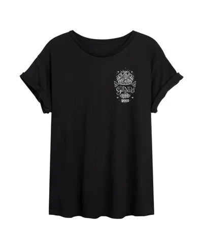 Hybrid Apparel Juniors Trendy Wicked Glinda Graphic Oversized T-shirt In Black