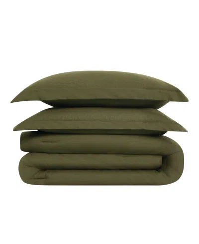 Brooklyn Loom Brookyln Loom 100% Linen Cover 3-pc. Comforter Set, Full/queen In Moss Green