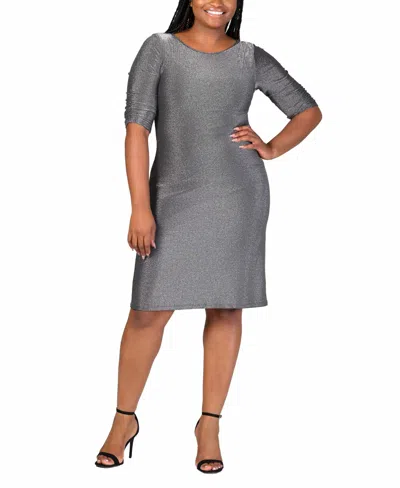 24seven Comfort Apparel Plus Size Mini Party Dress In Silver