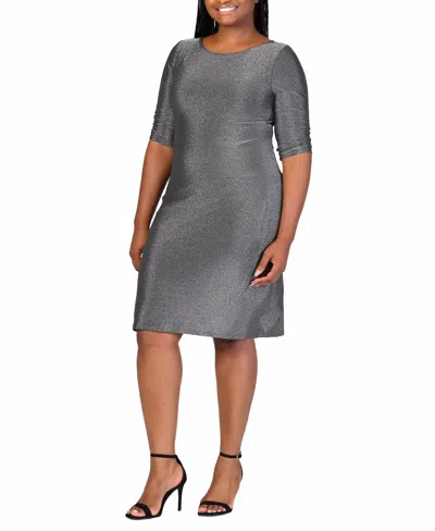 24seven Comfort Apparel Plus Size Mini Party Dress In Silver