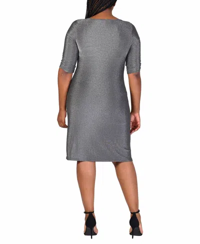 24seven Comfort Apparel Plus Size Mini Party Dress In Silver