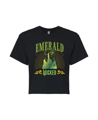 Hybrid Apparel Trendy Plus Size Wicked Emerald City Graphic Crew Neck T-shirt In Black