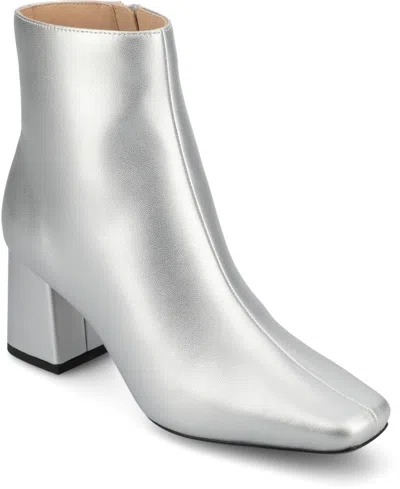 Journee Collection Women's Haylinn Block Heel Dress Booties In Silver