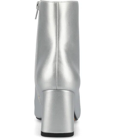 Journee Collection Women's Haylinn Block Heel Dress Booties In Silver