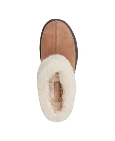 Easy Spirit Glacier Faux Shearling Clog In Medium Brown Suede