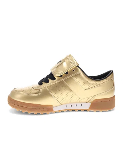 Pony Mens Linebacker Metallic Genuine Leather Premium Lace Up Athletic Sneaker Shoe In Gold