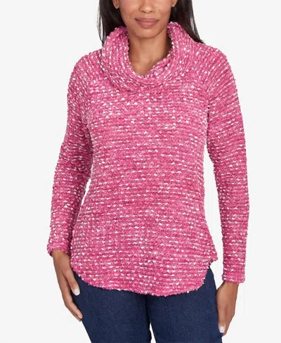 Ruby Rd. Plus Size Cowl Neck Cozy Boucle Knit Top In Rose