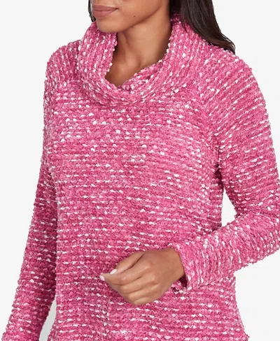 Ruby Rd. Plus Size Cowl Neck Cozy Boucle Knit Top In Rose