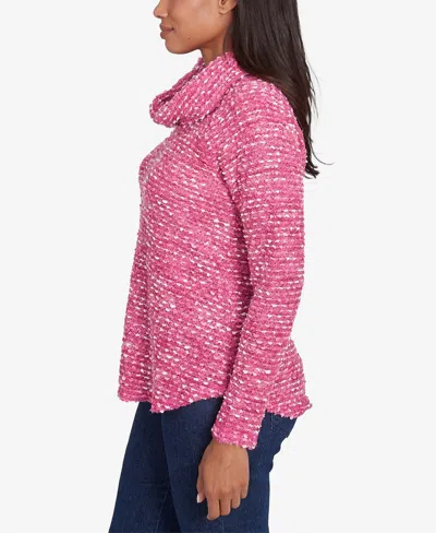 Ruby Rd. Plus Size Cowl Neck Cozy Boucle Knit Top In Rose