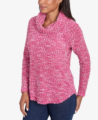 Ruby Rd. Plus Size Cowl Neck Cozy Boucle Knit Top In Rose