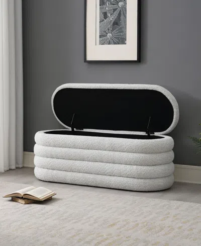 Abbyson Living 19" Wood Cleo Storage Bench Ottoman In Gray