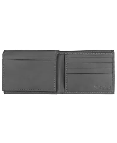 Timberland Men's Cloudy Passcase Leather Wallet In Charcoal