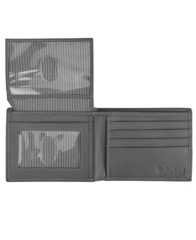 Timberland Men's Cloudy Passcase Leather Wallet In Charcoal
