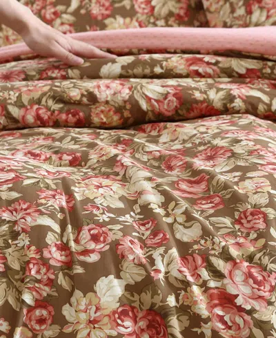 Laura Ashley Bloomsbury Reversible 2-pc. Comforter Set, Twin In Chocolate Brown