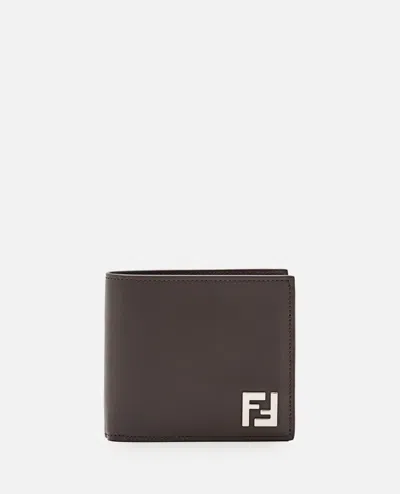Fendi Leather And Ff Fabric Wallet In Brown