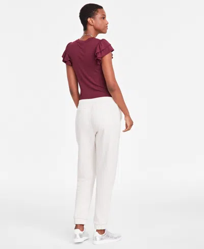 Shop On 34th Women's Tapered Fleece Jogger Pants, Created For Macy's In Oatmeal He