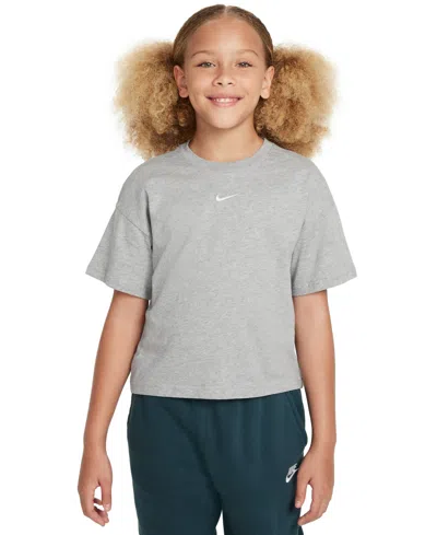 Nike Big Kid Girls Crew Neck Short Sleeve Active T-shirt In Dk Grey Heather