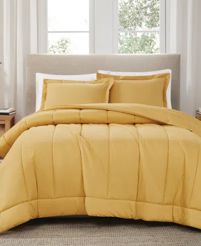 Brooklyn Loom Solid Cotton Percale 2-pc. Comforter Set, Twin/twin Xl In Mustard Yellow