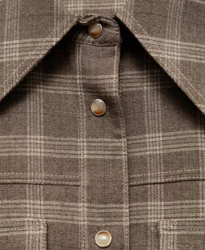 Mango Check Snap-up Overshirt In Beige