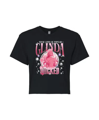 Hybrid Apparel Juniors Trendy Wicked Glinda Graphic Cropped T-shirt In Black