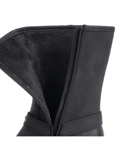 Gc Shoes Women's Knox Buckle Lug Sole Block Heel Mid Calf Boots In Black