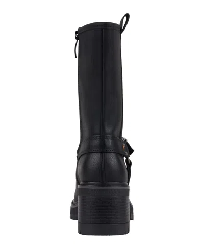 Gc Shoes Women's Knox Buckle Lug Sole Block Heel Mid Calf Boots In Black
