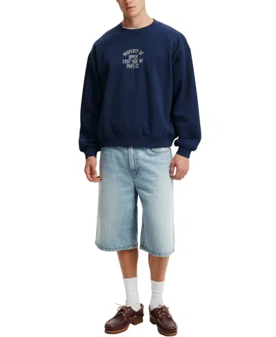 Cotton On Box Fit Graphic Crew Sweater In Indigo,property Of