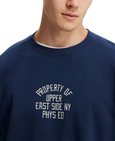 Cotton On Box Fit Graphic Crew Sweater In Indigo,property Of