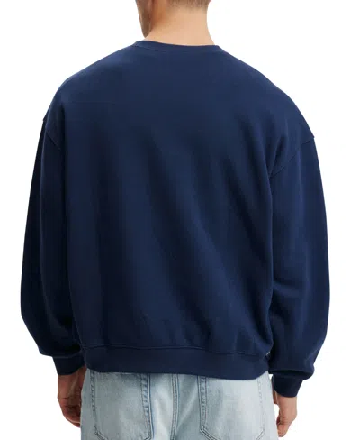 Cotton On Box Fit Graphic Crew Sweater In Indigo,property Of