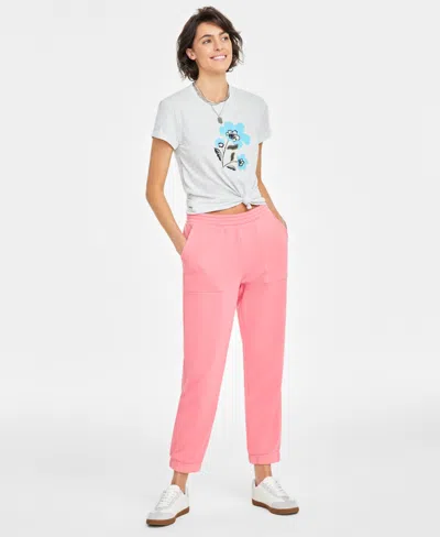 On 34th Women's Tapered Fleece Jogger Pants, Created For Macy's In Strawberry Ice