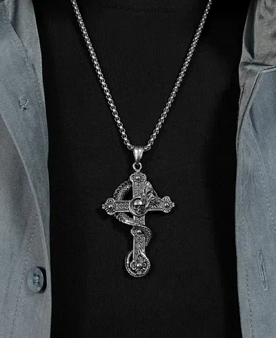 Rhona Sutton Gothic Cross Stainless Steel Pendant Necklace In Silver