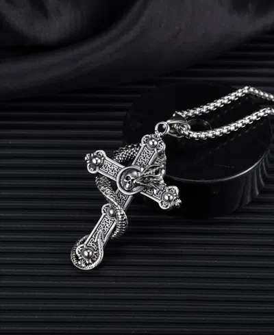 Rhona Sutton Gothic Cross Stainless Steel Pendant Necklace In Silver