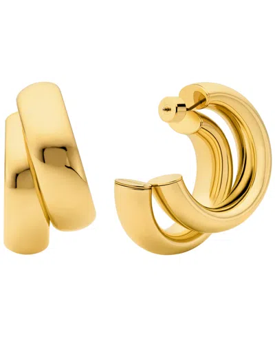 Michael Kors Large Precious Metal-plated Brass Double Hoop Earrings In Gold