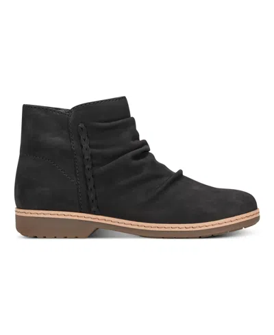 Earth Ethilaree Womens Zipper Faux Leather Booties In Black Leather