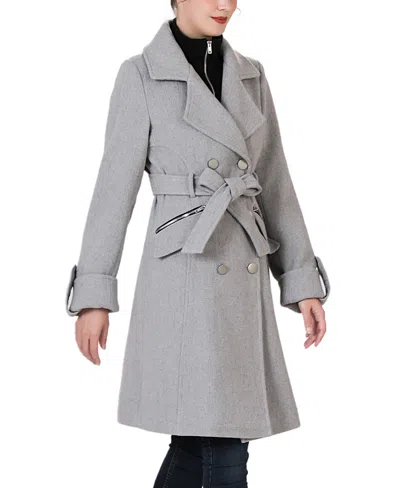 Kimi & Kai Women's Bailee Wool Trench Coat With Removable Bib In Gray