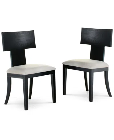 Abbyson Living 35" 2-pc. Wood Ashley Wood-back Upholstered Dining Chair In Black