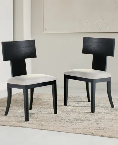 Abbyson Living 35" 2-pc. Wood Ashley Wood-back Upholstered Dining Chair In Black
