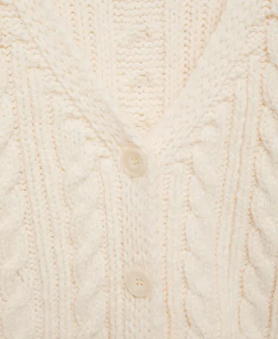 Mango Cable Stitch V-neck Cardigan In Ecru