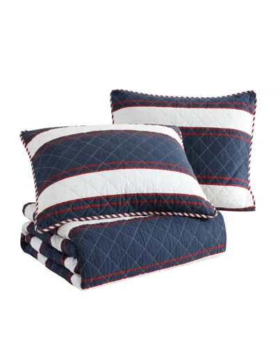 Nautica Wesley Reversible 3 Piece Quilt Set, Full/queen In Navy