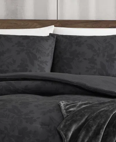 Kenneth Cole New York Silhouette Floral 4-pc. Comforter Set, Full/queen In Black