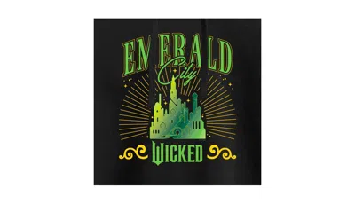 Hybrid Apparel Trendy Juniors Wicked Emerald City Graphic Cropped Hoodie In Black