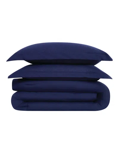 Brooklyn Loom Brookyln Loom 100% Linen Cover 3-pc. Comforter Set, Full/queen In Navy