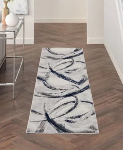 Inspire Me! Home Decor Inspire Me Home Decor Brushstrokes Bsk02 Rug Collection In Gray,navy