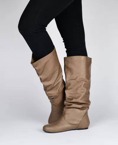 Shop Journee Collection Women's Jayne Slouchy Knee High Boots In Taupe