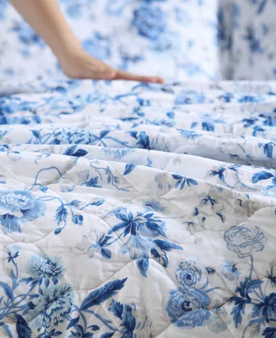 Laura Ashley Breezy Floral Reversible 2-pc. Quilt Set, Twin In Delft Blue