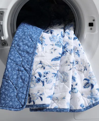 Laura Ashley Breezy Floral Reversible 2-pc. Quilt Set, Twin In Delft Blue