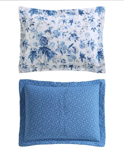 Laura Ashley Breezy Floral Reversible 2-pc. Quilt Set, Twin In Delft Blue