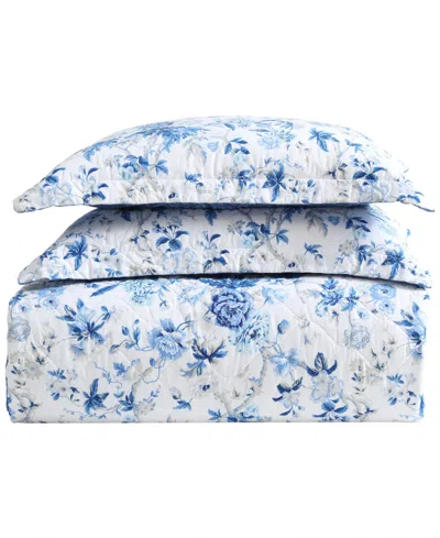 Laura Ashley Breezy Floral Reversible 2-pc. Quilt Set, Twin In Delft Blue