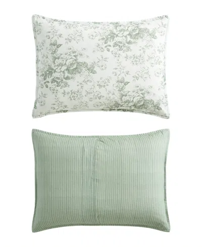 Laura Ashley Toile Delight Reversible 7-pc. Comforter Set, Full/queen In Mist Green